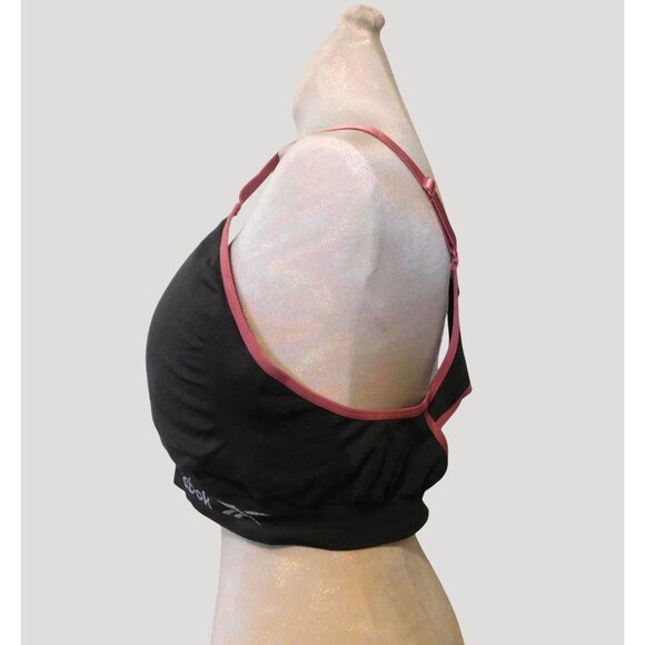 Reebok Sports Bra Racerback 2XL Gray Pink Trim Adjustable Straps Removable Pads - Picture 2 of 8
